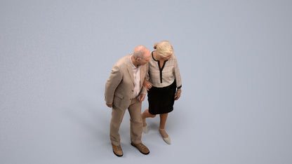 realistic 3D people senior woman business couple, render-ready for V-Ray and Corona, FBX OBJ, back view render