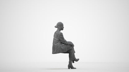3D people model woman business, scanned human for 3ds Max rendering, wireframe side view