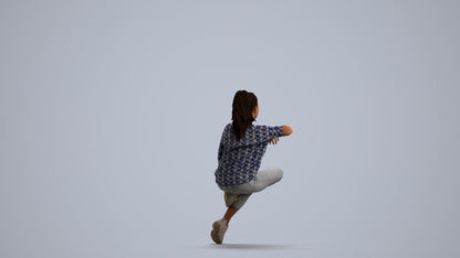 scanned 3D woman casual sitting, photogrammetry people for Enscape and V-Ray, front view render