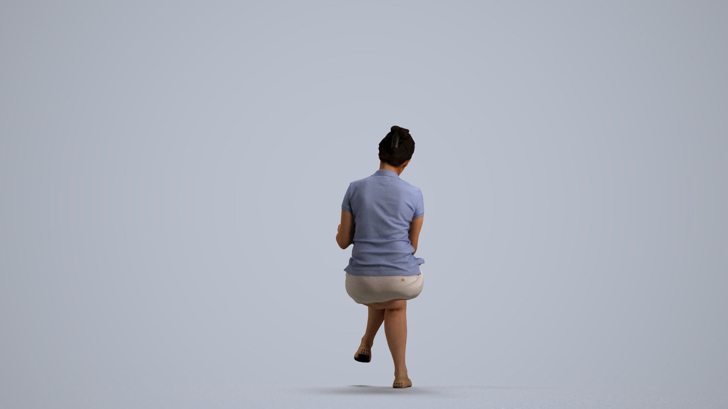 3D people model woman casual sitting, scanned human for 3ds Max rendering, front view render