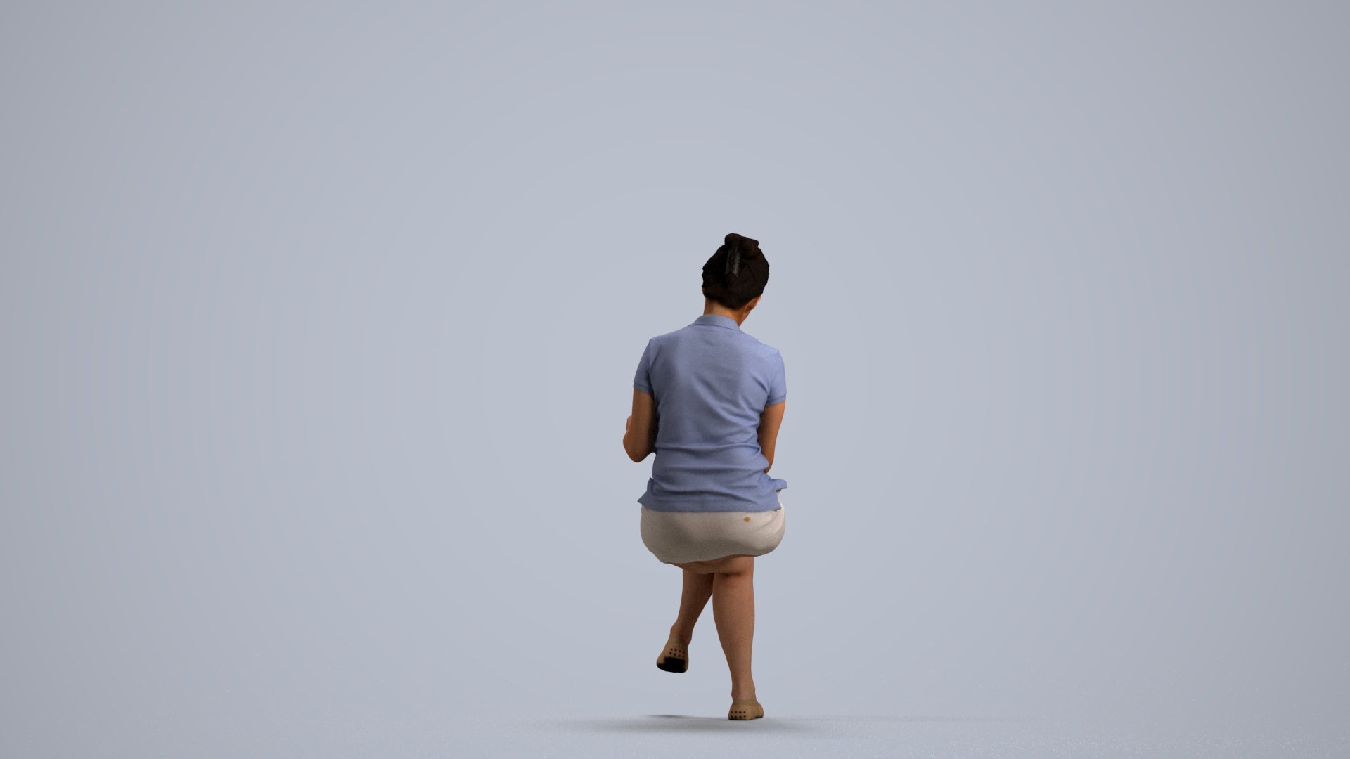 3D people model woman casual sitting, scanned human for 3ds Max rendering, front view render