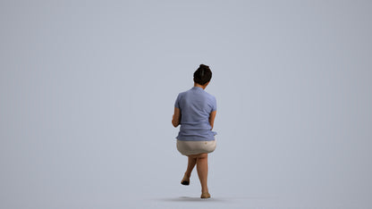 3D people model woman casual sitting, scanned human for 3ds Max rendering, front view render
