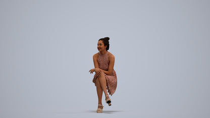 photogrammetry 3D woman formal sitting, realistic human model archviz FBX, standing pose render
