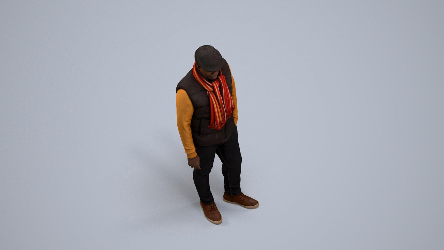 3D scanned man standing casual, photorealistic archviz people for Enscape and SketchUp, back view render