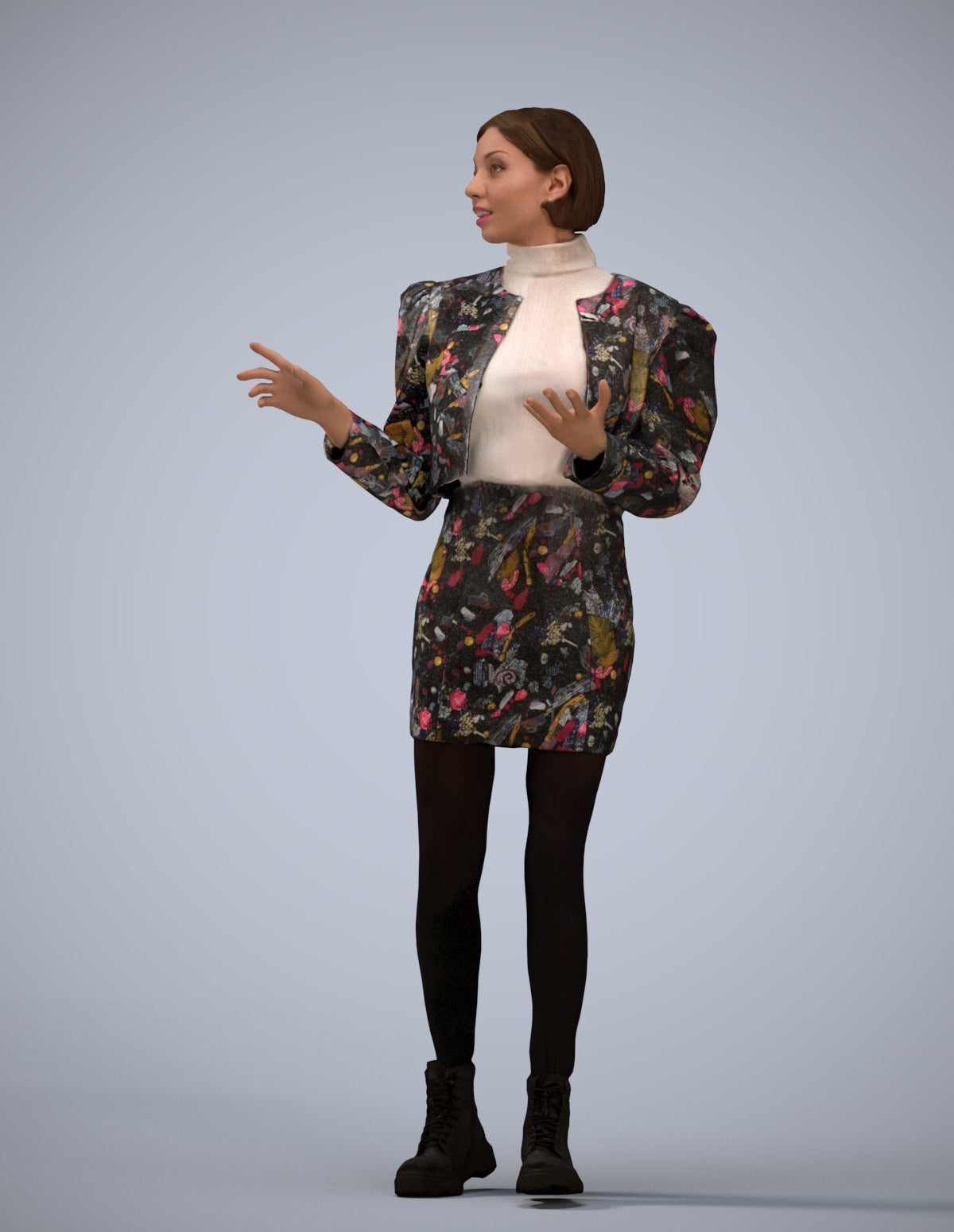 3D people model woman business walking, scanned human for 3ds Max rendering