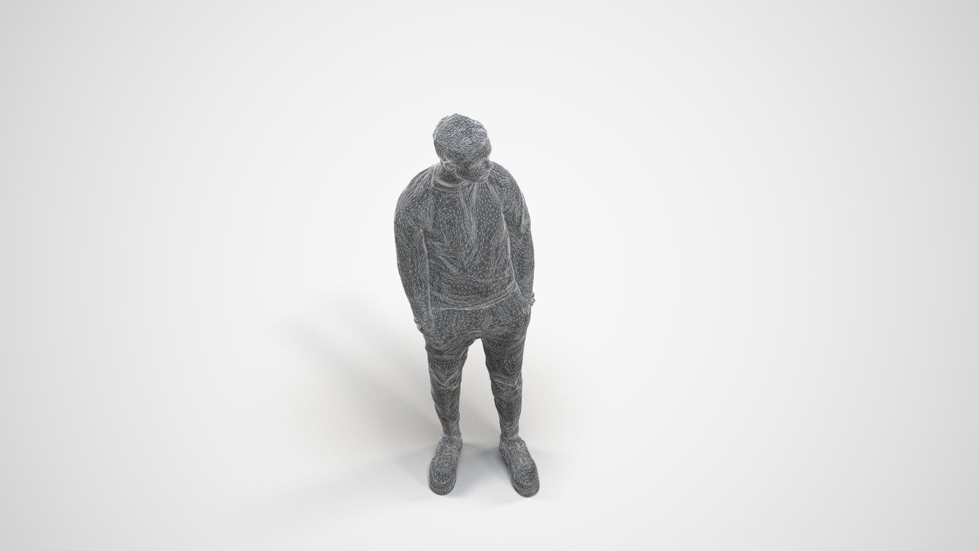 3D scanned boy kids casual, photorealistic archviz people for Enscape and SketchUp, wireframe three-quarter view