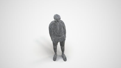3D scanned boy kids casual, photorealistic archviz people for Enscape and SketchUp, wireframe three-quarter view