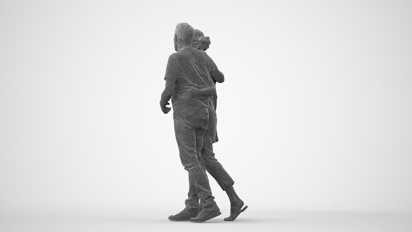 realistic 3D human senior woman casual couple, archviz people FBX OBJ for Blender, square thumbnail
