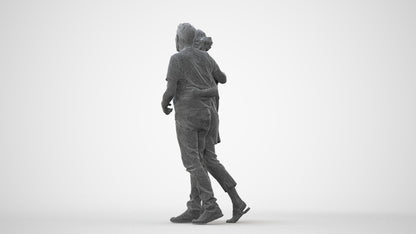 realistic 3D human senior woman casual couple, archviz people FBX OBJ for Blender, square thumbnail