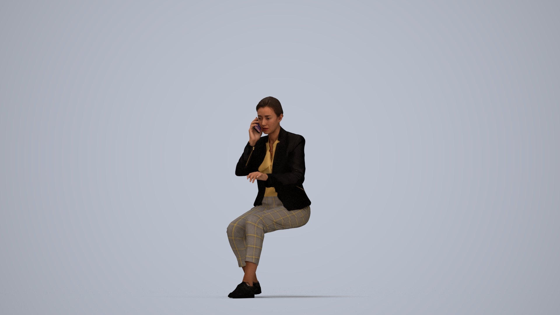 realistic 3D people woman business, render-ready for V-Ray and Corona, FBX OBJ, top-down view render