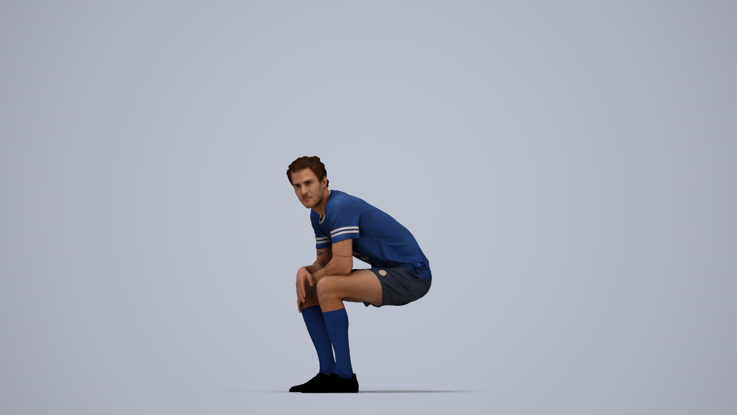 photogrammetry 3D man sport, realistic human model archviz FBX, top-down view render