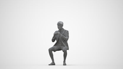 3D scanned man business, photorealistic archviz people for Enscape and SketchUp, wireframe back view