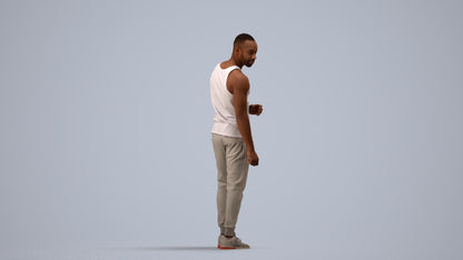 photogrammetry 3D man casual standing, realistic human model archviz FBX, side view render