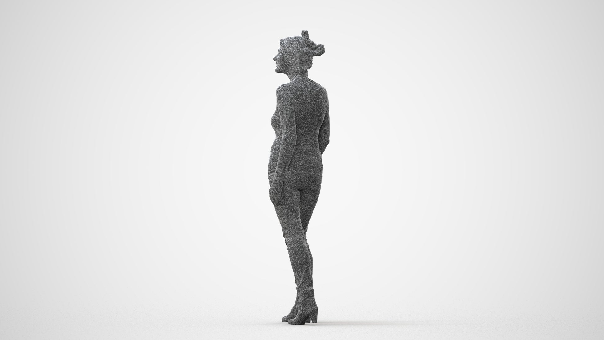 realistic 3D human senior woman casual walking, archviz people FBX OBJ for Blender, square thumbnail