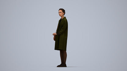 3D people model woman casual standing, scanned human for 3ds Max rendering, top-down view render