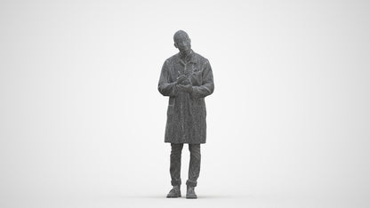 3D scanned man standing, photorealistic archviz people for Enscape and SketchUp, three-quarter front view render