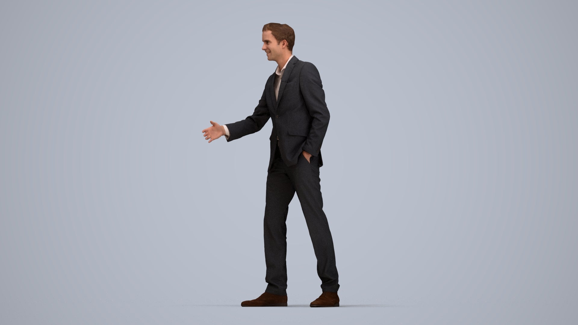 realistic 3D human man business, archviz people FBX OBJ for Blender, top-down view render