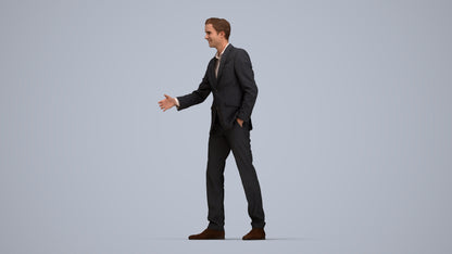 realistic 3D human man business, archviz people FBX OBJ for Blender, top-down view render