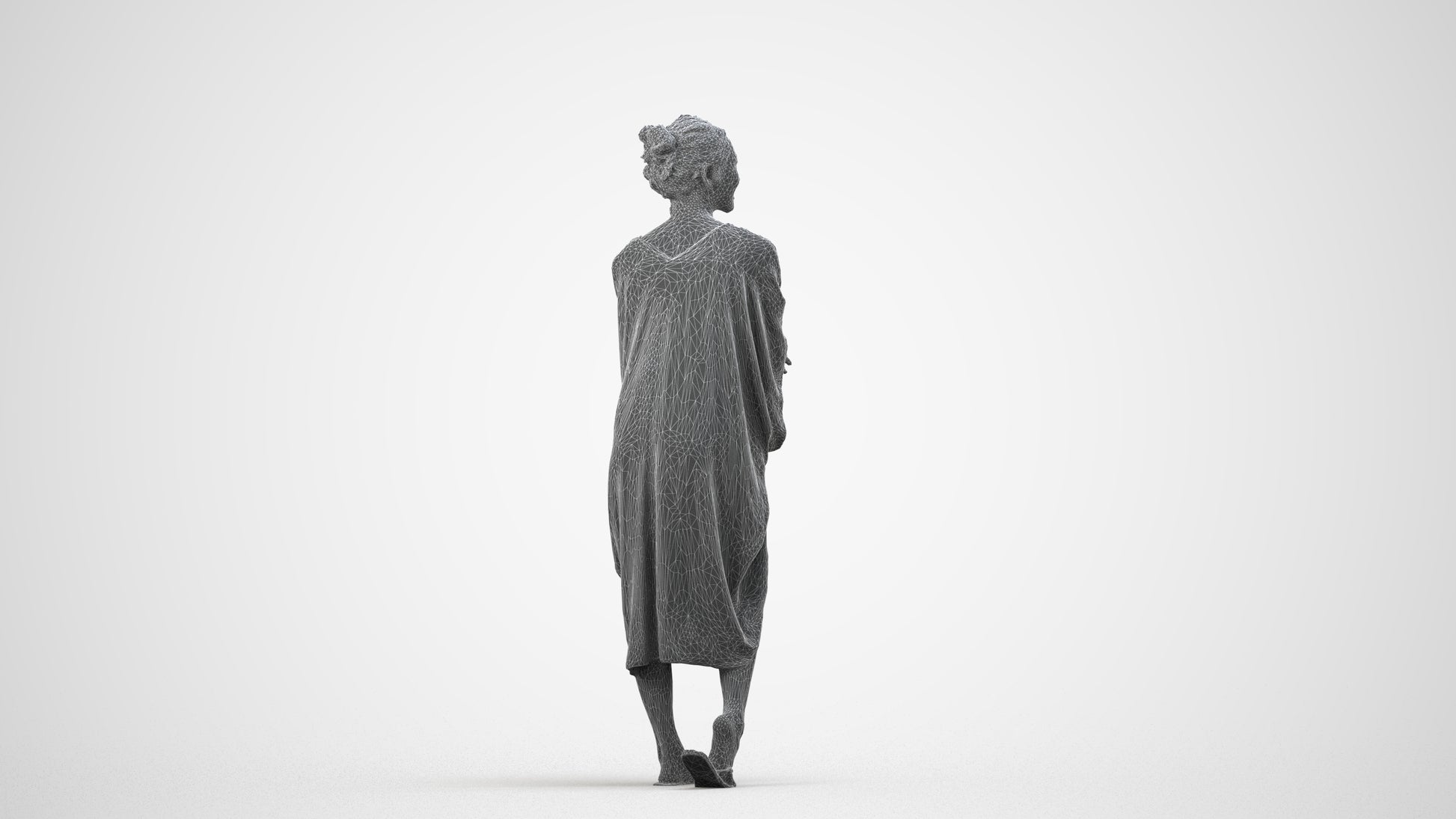 photogrammetry 3D woman casual walking, realistic human model archviz FBX, wireframe side view