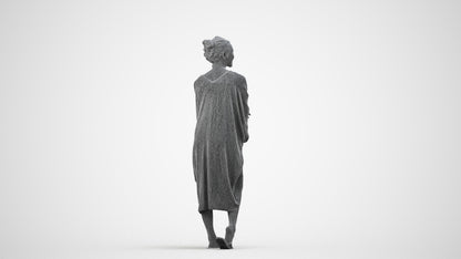 photogrammetry 3D woman casual walking, realistic human model archviz FBX, wireframe side view