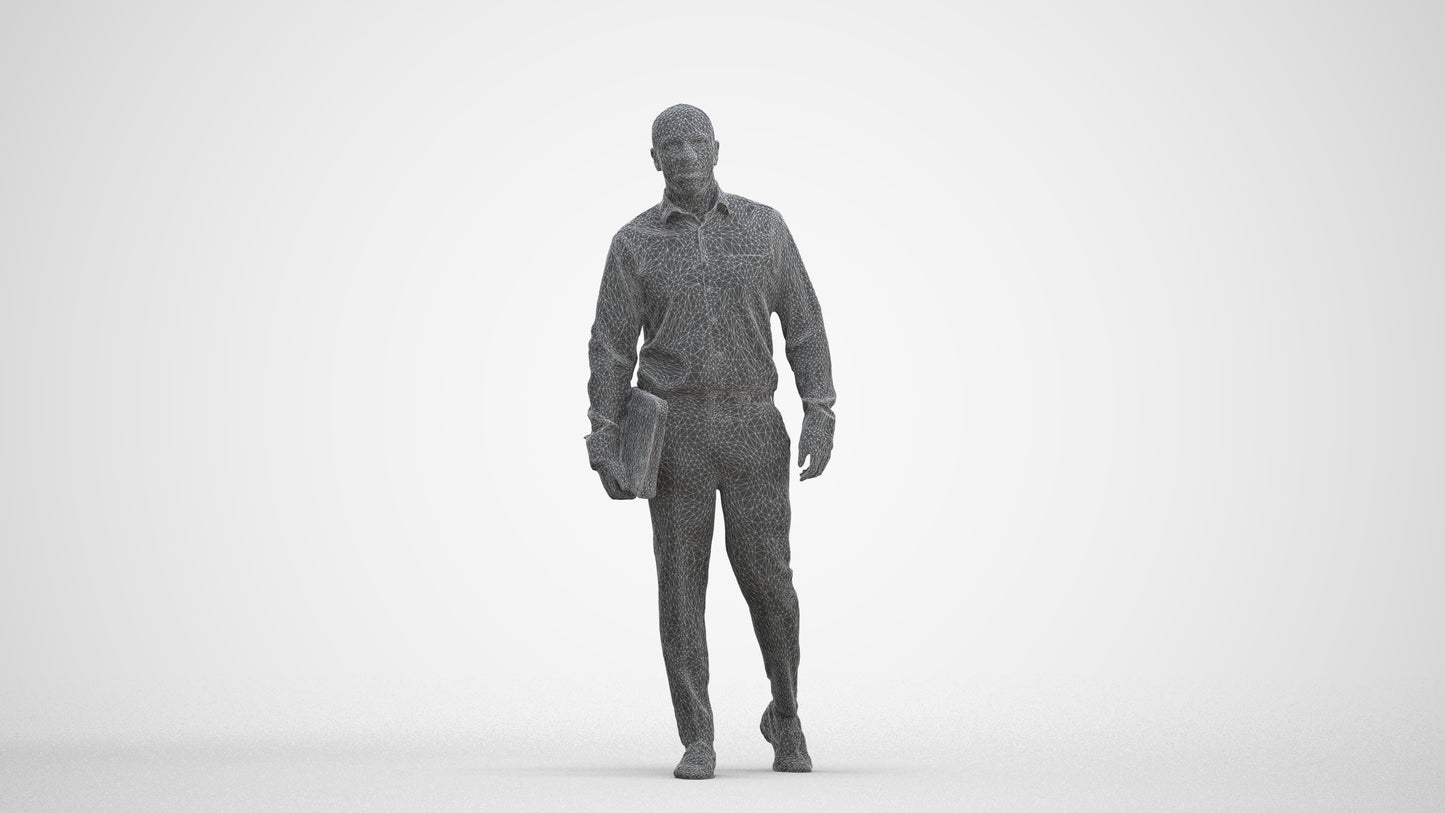 3D scanned man business, photorealistic archviz people for Enscape and SketchUp, three-quarter front view render