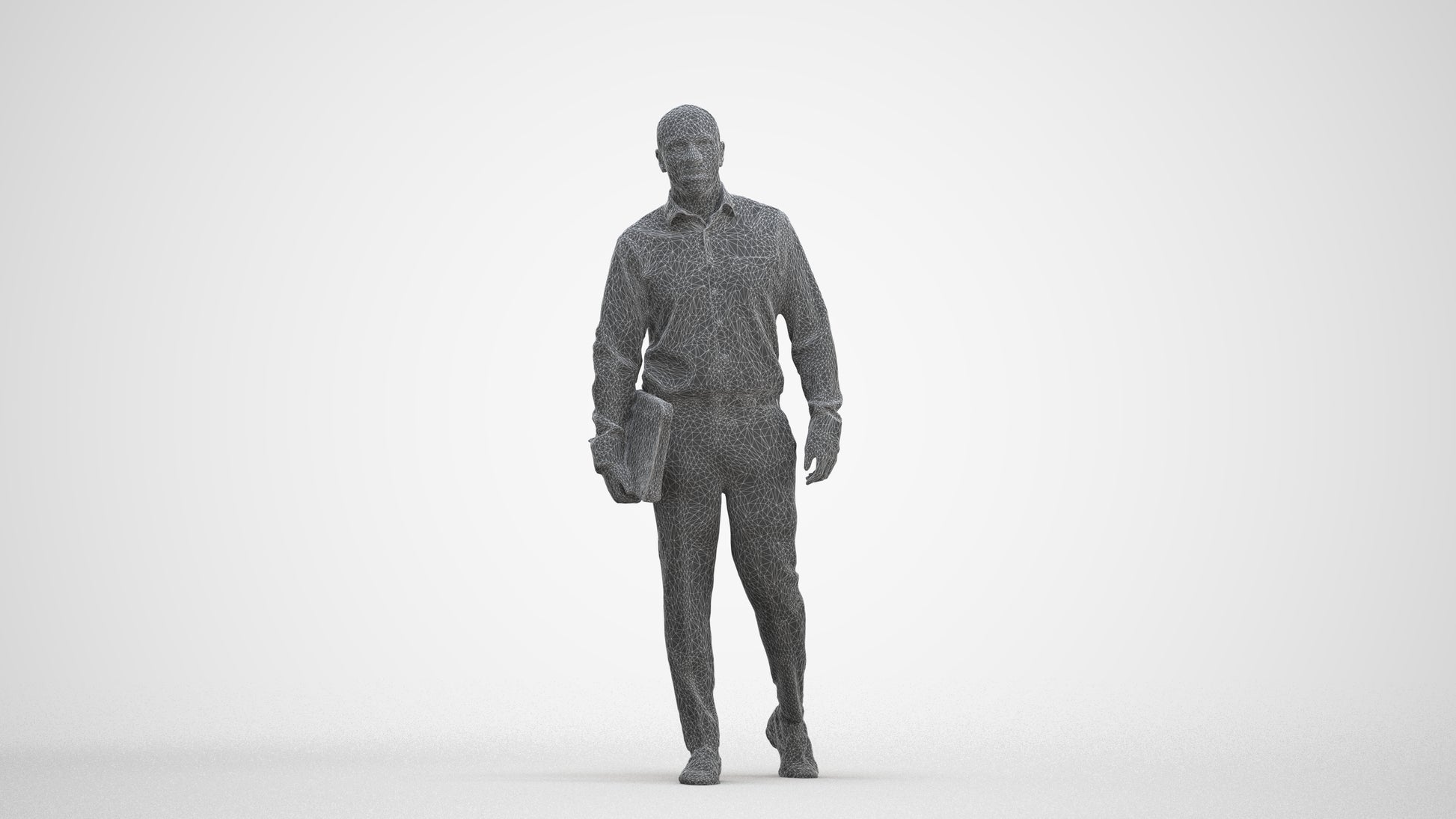 3D scanned man business, photorealistic archviz people for Enscape and SketchUp, three-quarter front view render