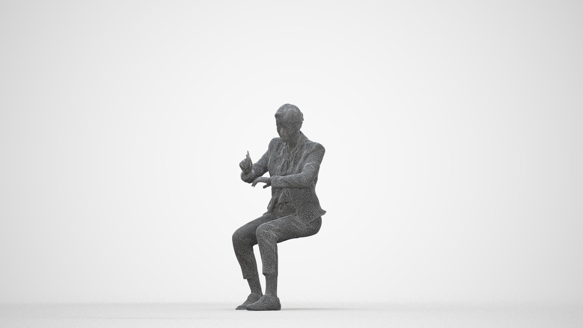 realistic 3D people woman business, render-ready for V-Ray and Corona, FBX OBJ, wireframe back view