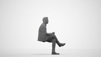 realistic 3D people man business, render-ready for V-Ray and Corona, FBX OBJ, wireframe side view