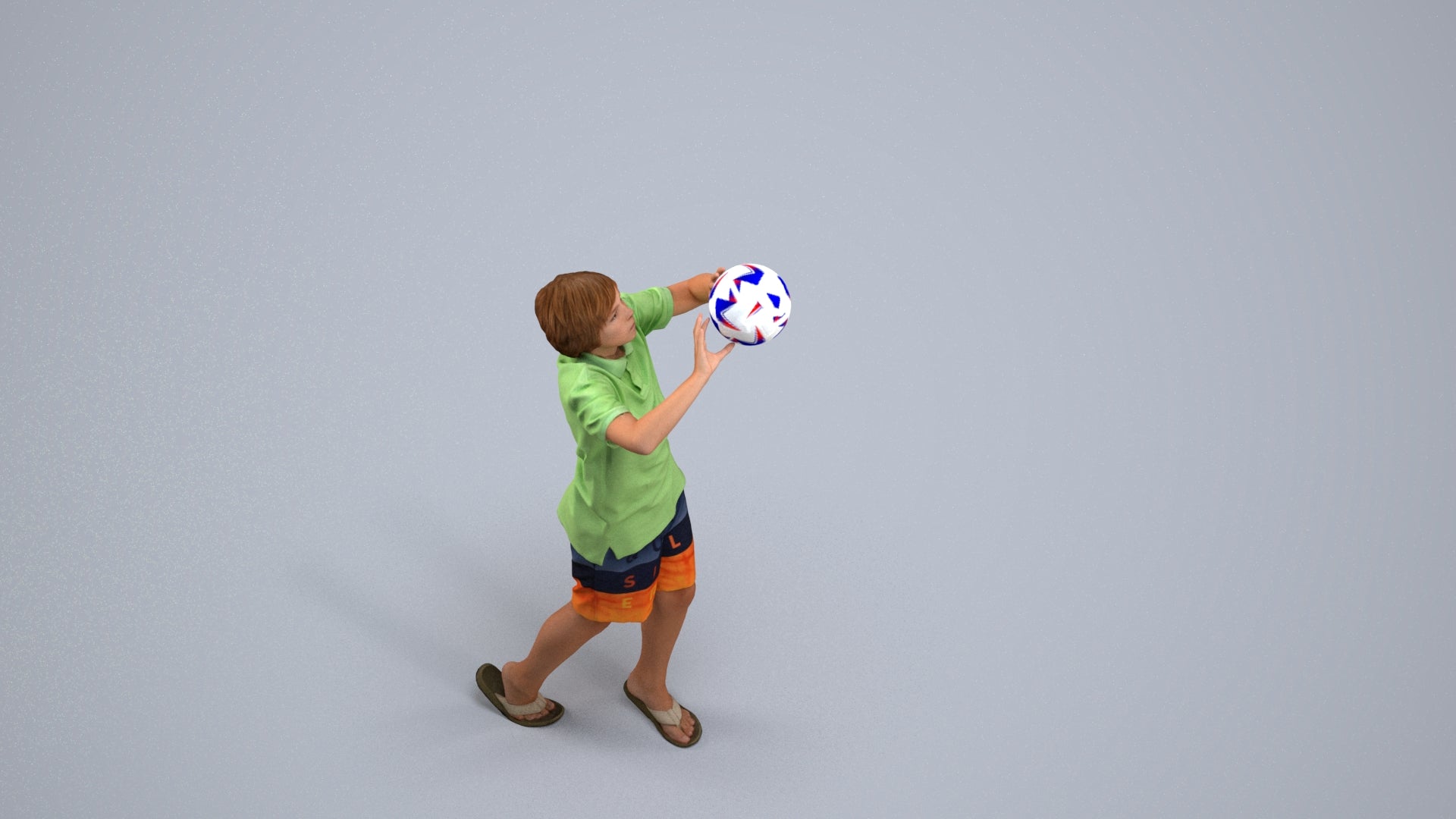 3D human model boy sport kids, photogrammetry scanned person for archviz, back view render