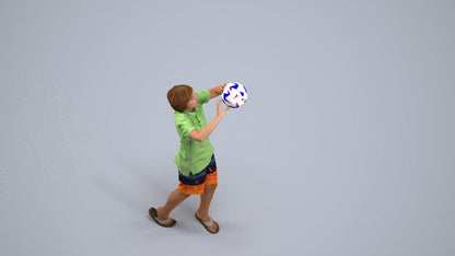 3D human model boy sport kids, photogrammetry scanned person for archviz, back view render