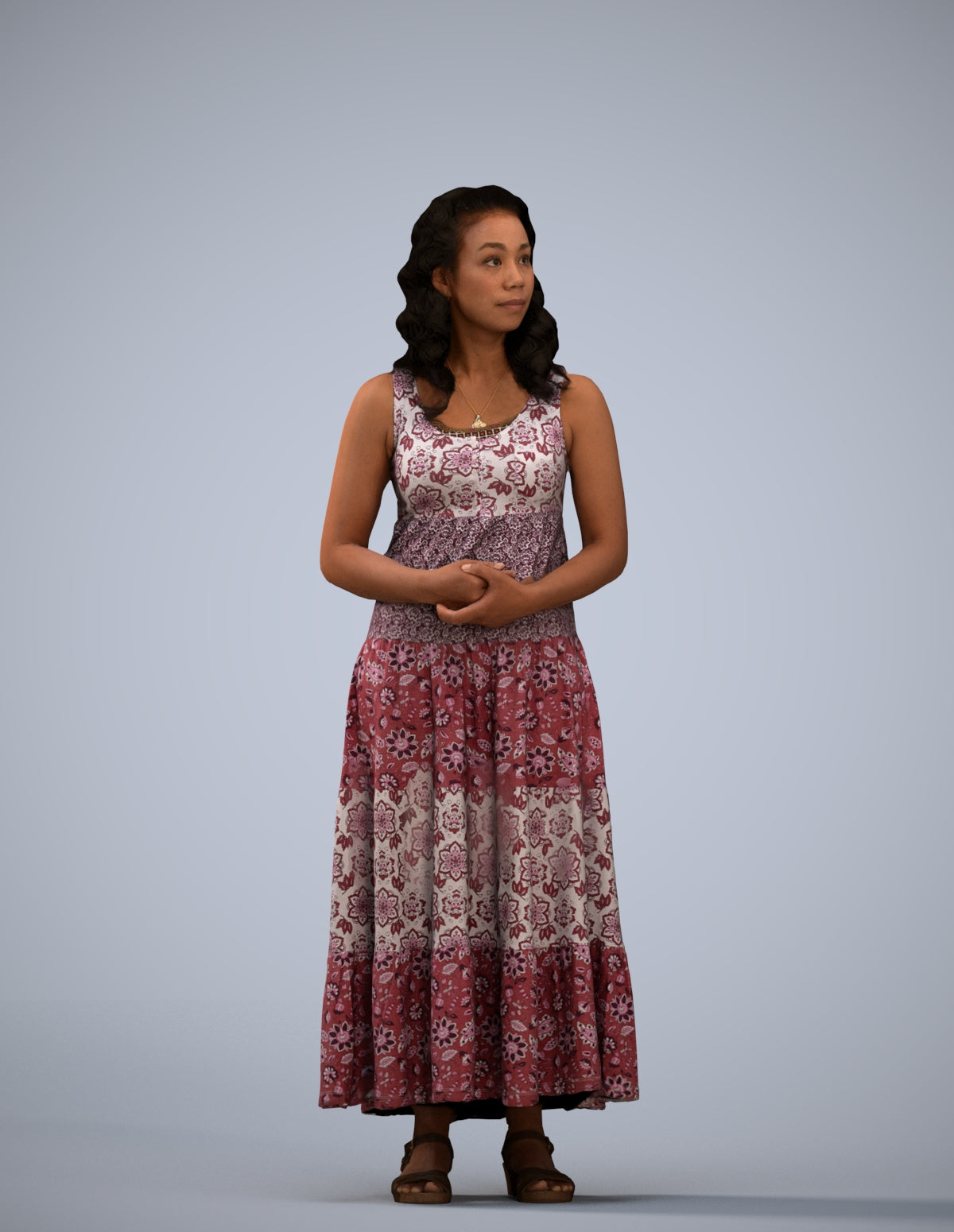 3D people model woman casual standing, scanned human for 3ds Max rendering