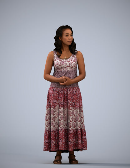 3D people model woman casual standing, scanned human for 3ds Max rendering