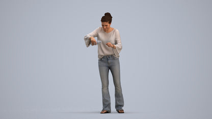3D scanned woman standing casual, photorealistic archviz people for Enscape and SketchUp, standing pose render