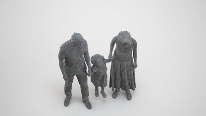 photogrammetry 3D woman casual kids, realistic human model archviz FBX, wireframe three-quarter view