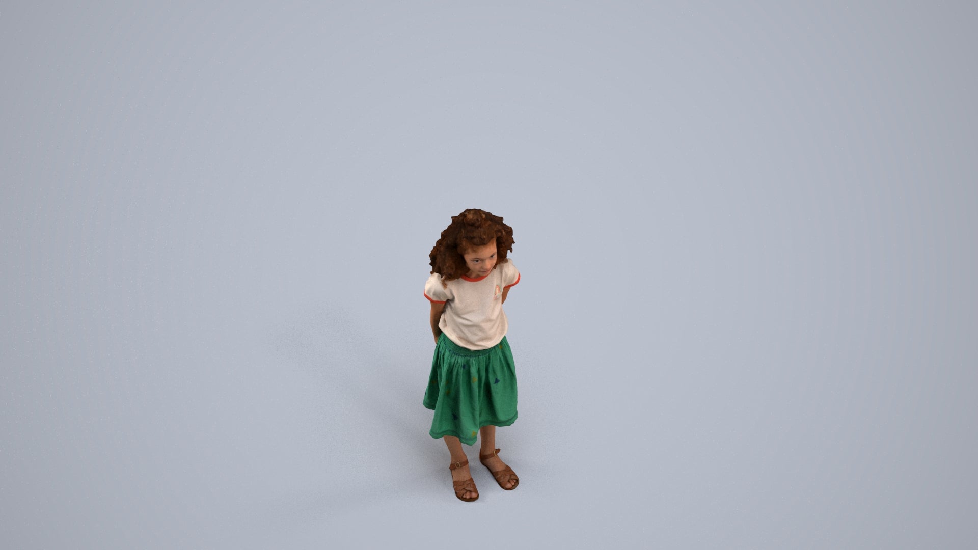 photogrammetry 3D girl casual kids, realistic human model archviz FBX, back view render
