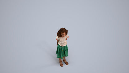 photogrammetry 3D girl casual kids, realistic human model archviz FBX, back view render
