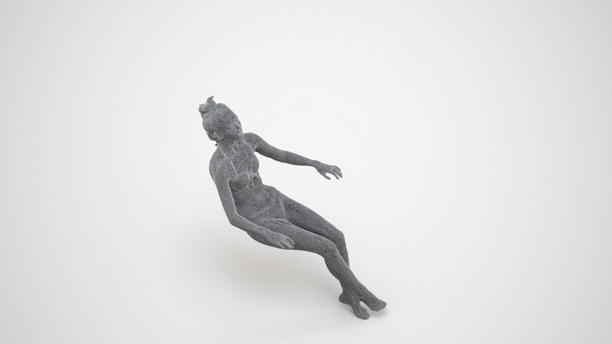 realistic 3D woman pool, scanned archviz people for Blender and 3ds Max, wireframe three-quarter view