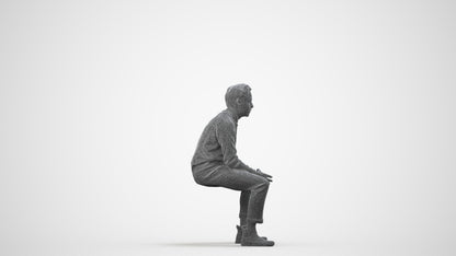 3D scanned man business casual, photorealistic archviz people for Enscape and SketchUp, wireframe side view