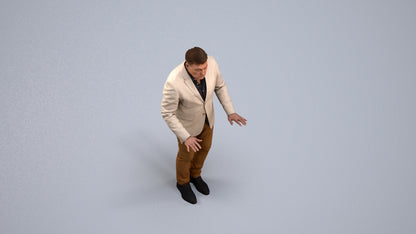 3D people model man business standing, scanned human for 3ds Max rendering, back view render