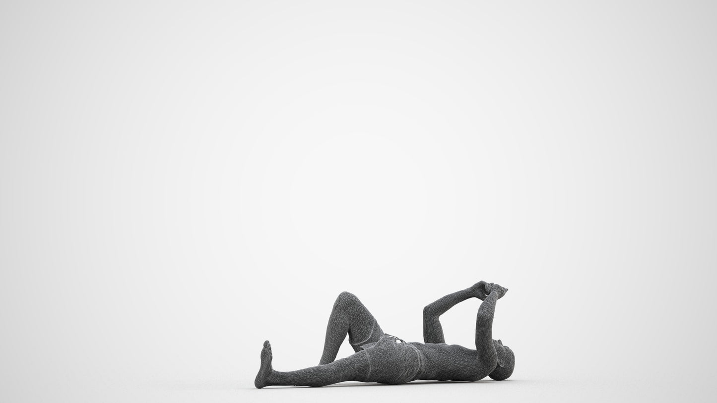 scanned 3D man pool, photogrammetry people for Enscape and V-Ray, wireframe side view