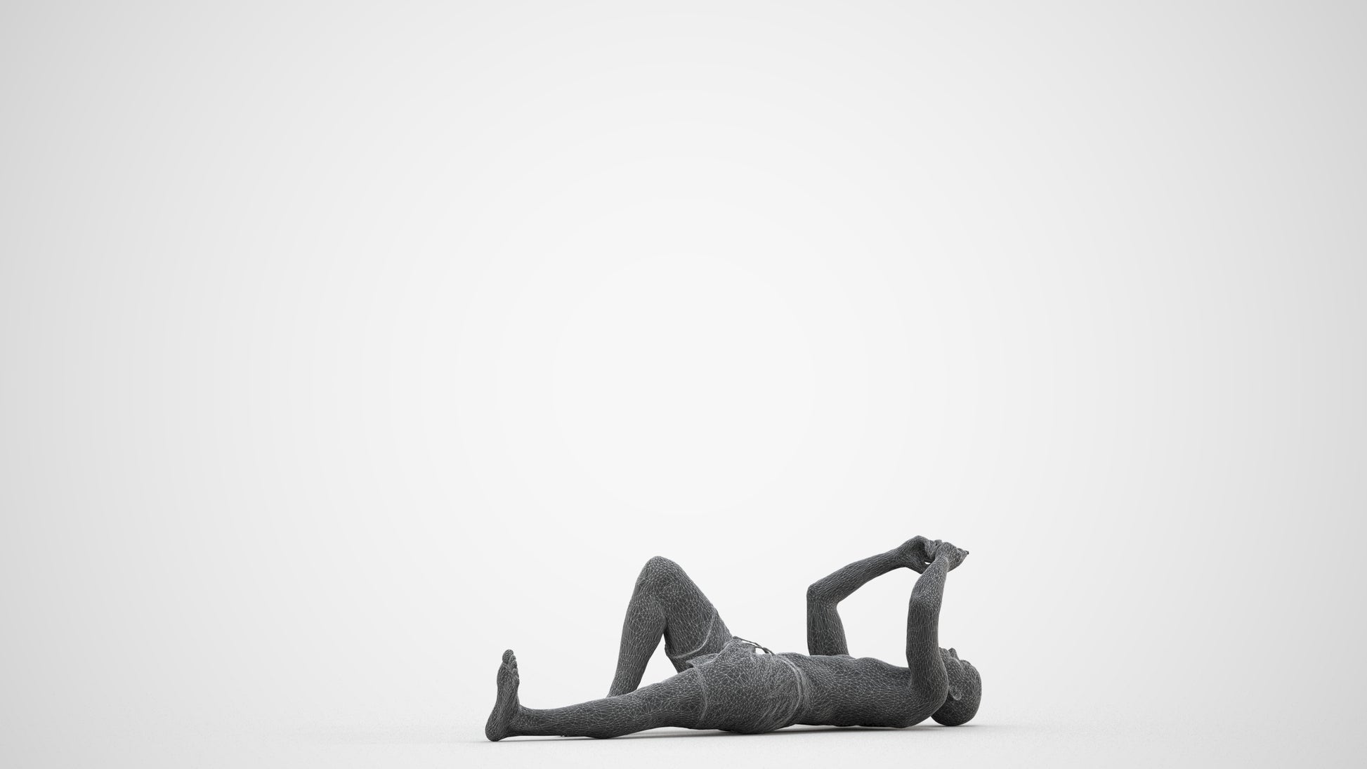 scanned 3D man pool, photogrammetry people for Enscape and V-Ray, wireframe side view