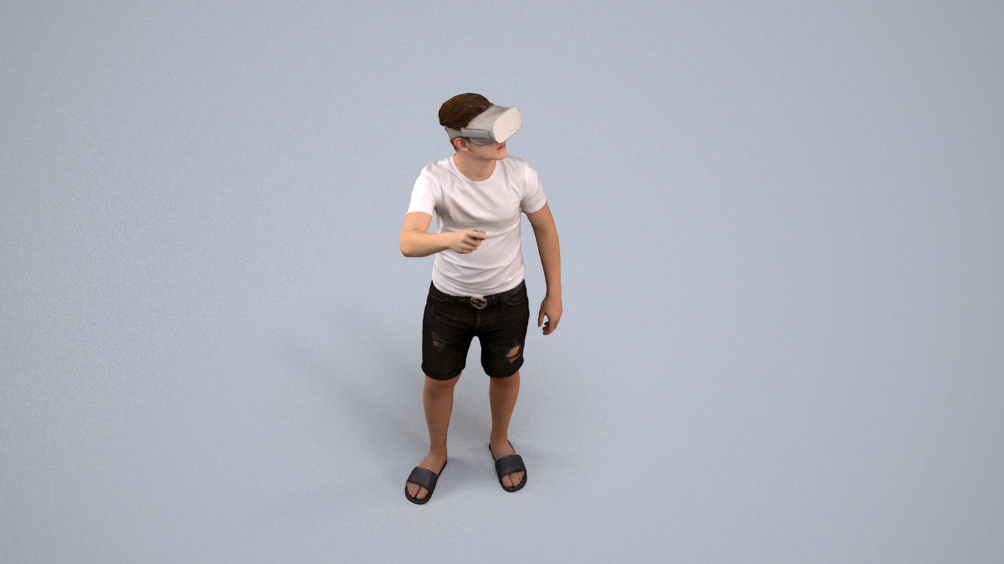 photogrammetry 3D boy casual kids, realistic human model archviz FBX, back view render