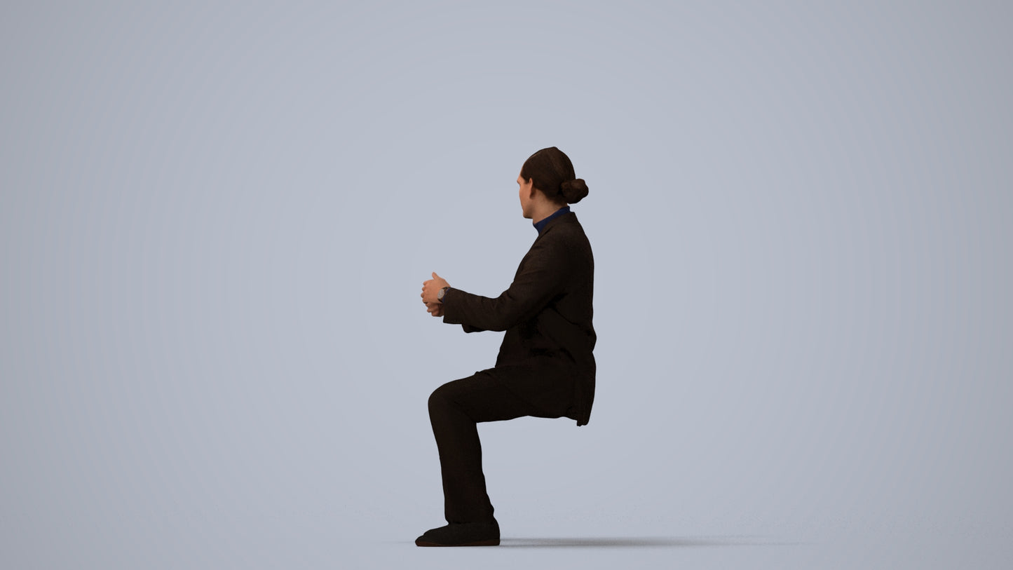 realistic 3D man business, scanned archviz people for Blender and 3ds Max, three-quarter view render