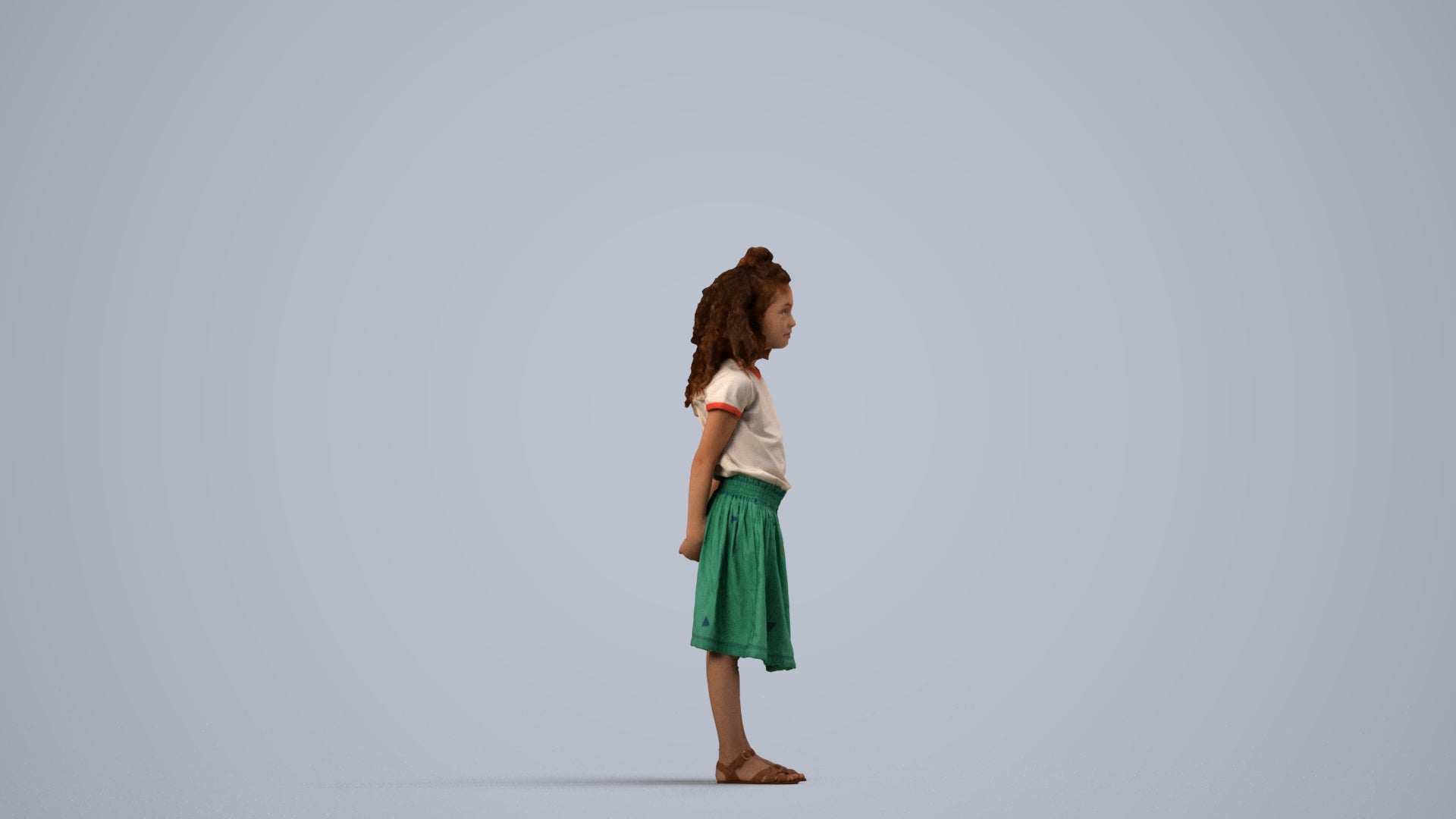 photogrammetry 3D girl casual kids, realistic human model archviz FBX, side view render