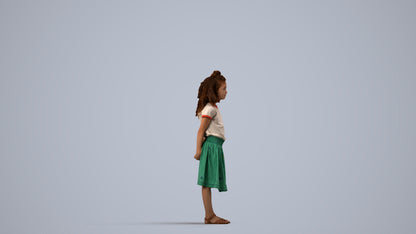 photogrammetry 3D girl casual kids, realistic human model archviz FBX, side view render