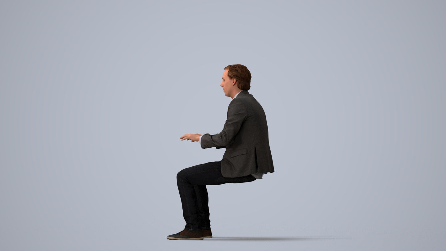scanned 3D man business, photogrammetry people for Enscape and V-Ray, three-quarter view render