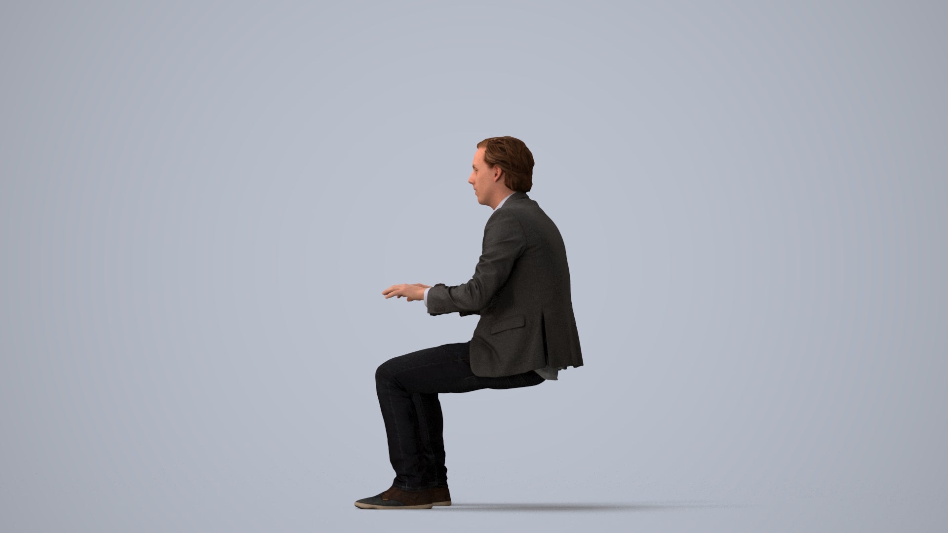 scanned 3D man business, photogrammetry people for Enscape and V-Ray, three-quarter view render