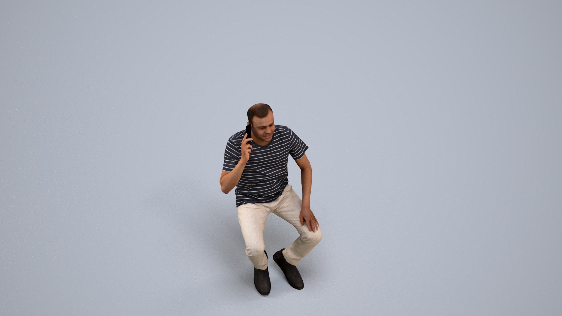 realistic 3D people man casual sitting, render-ready for V-Ray and Corona, FBX OBJ, back view render