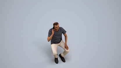 realistic 3D people man casual sitting, render-ready for V-Ray and Corona, FBX OBJ, back view render