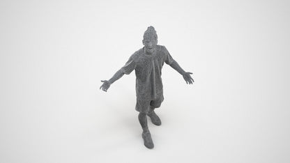 realistic 3D human man sport, archviz people FBX OBJ for Blender, wireframe three-quarter view